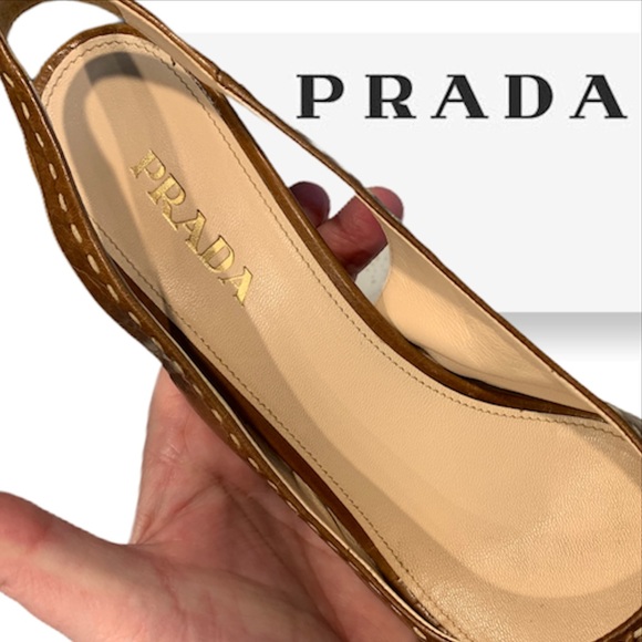 Prada slingback open toe pumps SIZE 8 WOMENS leather vintage style AMAZING FIND! - Picture 9 of 9